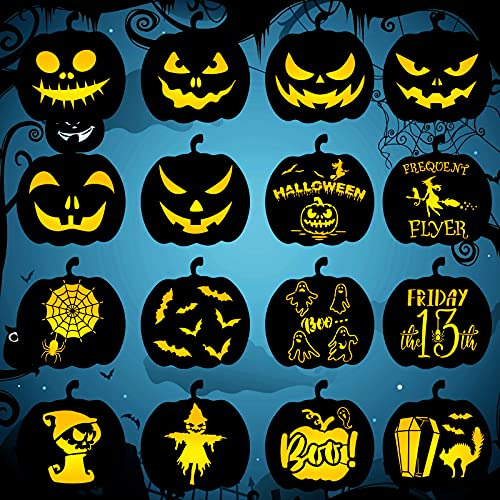 16 Pcs Plantillas De Calabaza De Halloween, Plantillas ...