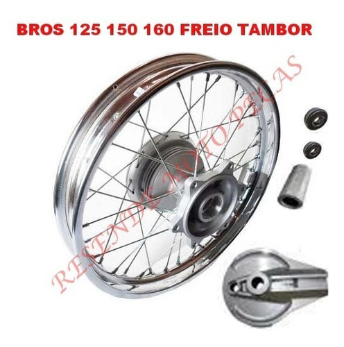 Roda Traseira+rolam+espelho Nxr/bros 125/150/160 Cubo Orig.