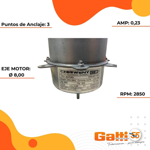 Imagen 4 de 8 de Motor Extractor De Cocina 10 Cm Campanita 100 - Gatti Vent