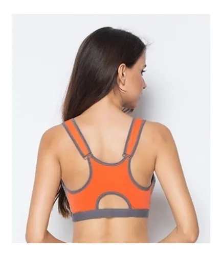 Crop Top Deportivo Transpirable Con Cremallera - Naranja