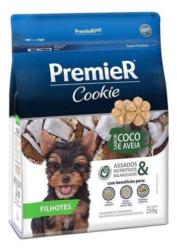Kit 2 Und Cookie Premier Cães Filhotes Pp Coco E Aveia 250g