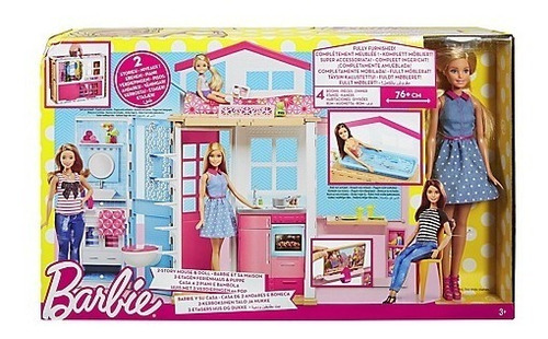 Set De Juego Barbie Casa Glam 2 Pisos Muñeca Y Accesorios