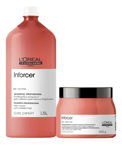 Kit Loreal Inforcer Shampoo 1500ml + Mascara 500gr