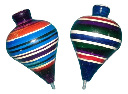Gcg 2 Trompos De Madera Colores Tradicional Y Cuerdas Retro
