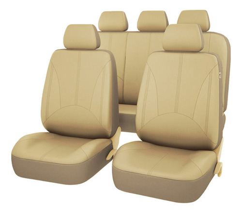 Funda De Asiento De Coche De Piel, 9 Piezas Transpirables, J