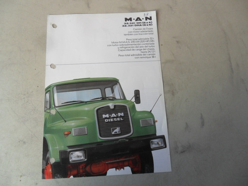 Folleto M.a.n Man Camion 32.321 Antiguo Diesel No Manual