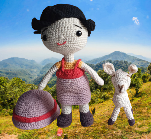 Muñeca Heidi Amigurumi Peluche Con Cabrita