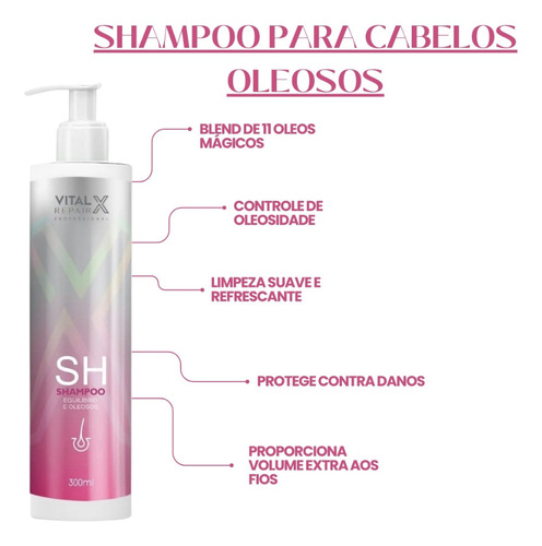 Shampoo Vital X Repair Professional Equilíbrio E Oleosos.