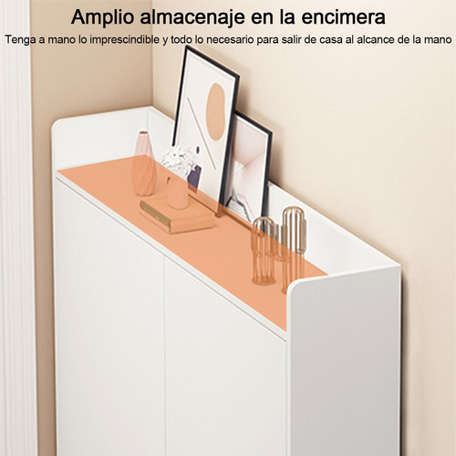 Madera Zapatera Moderna Blanca Entrada Inclinada 82cm Blanco