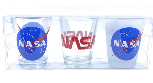 3 Vaso Chupito Nasa Unidad Recuerdo Logotipo Oficial