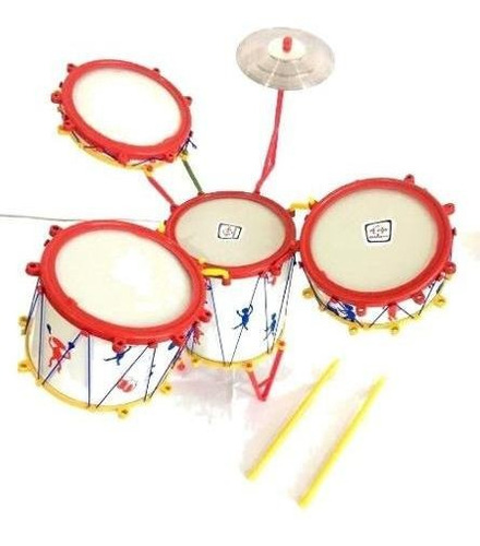 Mini Bateria Musical Infantil Tabum, 4 Tambores 1 Prato Cor Colorida