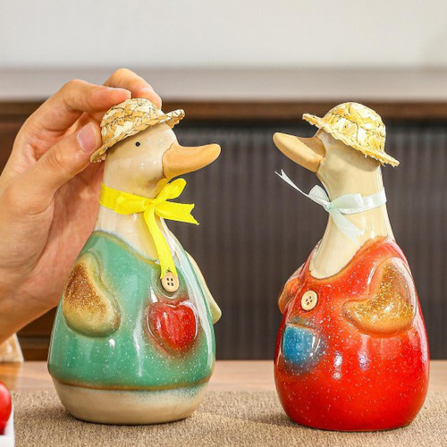 2x Estatuas De De Cerámica Figuras De Animales Lindas