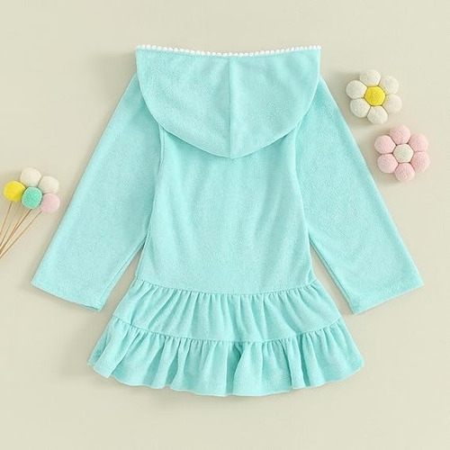 Bata De Baño Para Playa, Niñas, Con Capucha Y Cierre