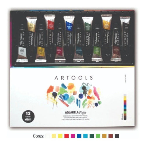 Estojo Aquarela Bisnaga Artools 12 Cores