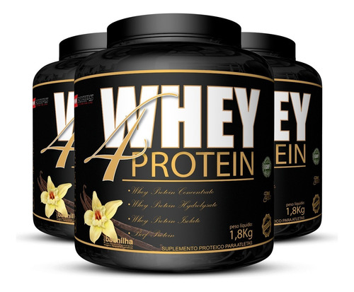 Kit 3 Whey 4 Protein Pro Corps 1,8kg Sabor Chocolate