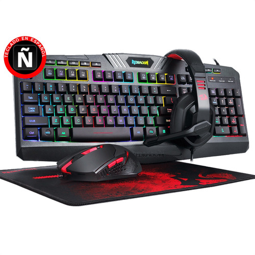 Combo Gamer 4en1 Redragon S101: Teclado, Mouse, Pad, Diadema