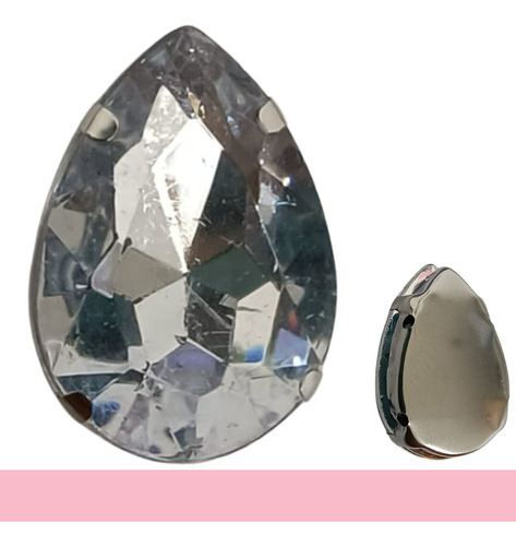 Gemas Gota Engarzada P. Coser Facetada Cristal 13x18mm X10u