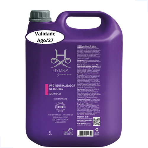 Shampoo Hydra Pro Neutralizador De Odores 5 Litros Cães Pet