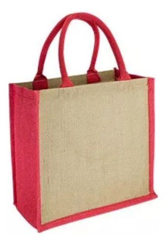 Bolsa De Yute Bicolor 30x30x15 Cm Ecofamy - Rojo