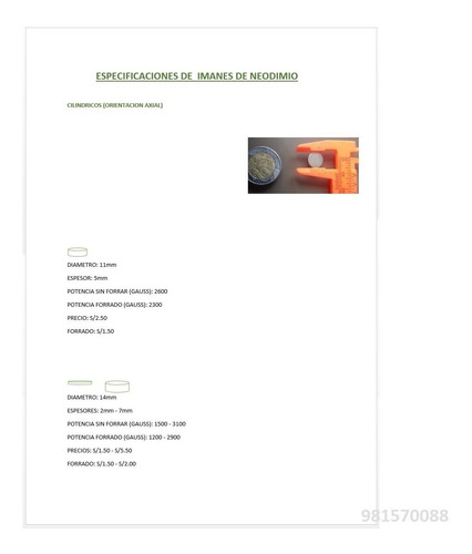 Iman De Neodimio 11mm X 5mm Para Biomagnetismo