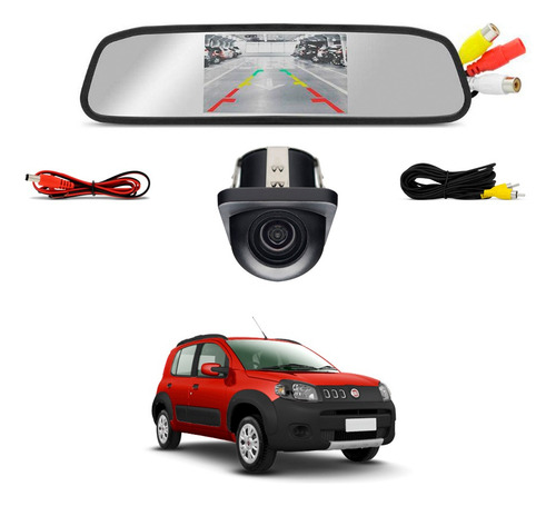 Retrovisor Com Câmera De Ré Fiat Uno 2013 2014 2015 2016