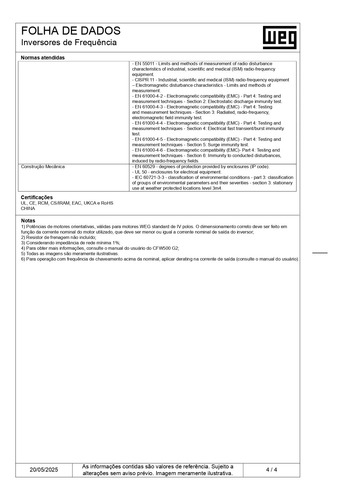 Inversor Frequência Cfw500a02p6t4nb20 1,5cv 2,6a 380/480v 3p