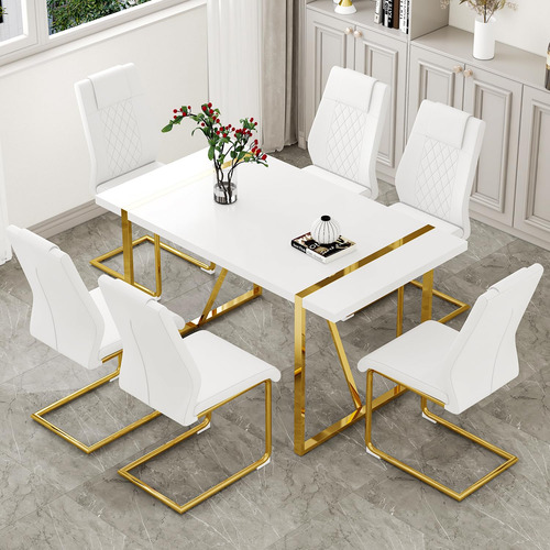 Juego De Mesa De Comedor Moderna De 55 Pulgadas Para 6 Mesa