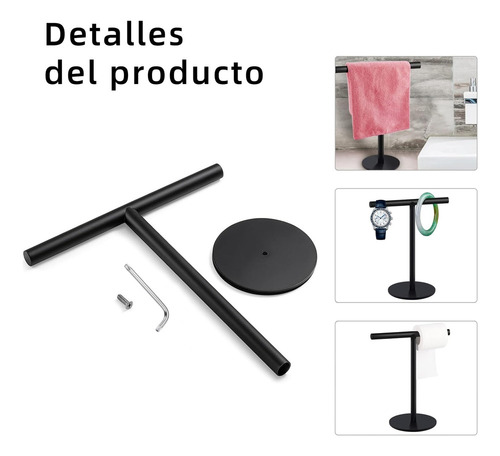 / Soporte Para Toallas De Mano En Forma De T, Toallero Negro