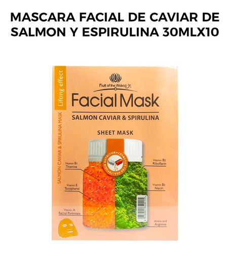 Mascara Facial De Caviar De Salmon Y Espirulina 30mlx10 Piez