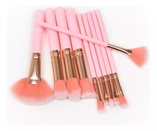 Set 10 Brochas Maquillaje Profesional Nuevo Gugus Pink