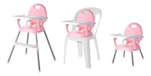 Silla Bebe Para Comer Asiento Comida Plegable Sillita 3 En 1 Color Rosa BB001