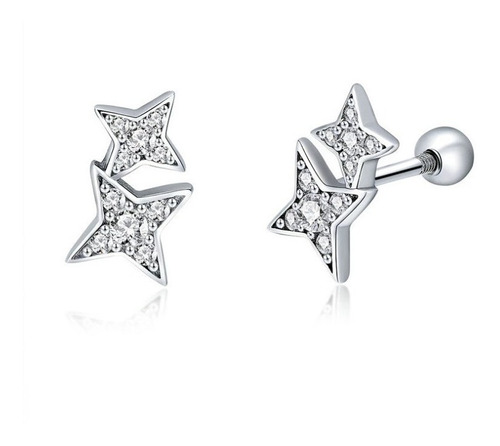 Aretes Estrellas Broche Seguro Para Mujer En Plata 925