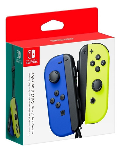 Imagen 2 de 2 de Set de control joystick inalámbrico Nintendo Switch Joy-Con (L)/(R) azul y amarillo neón