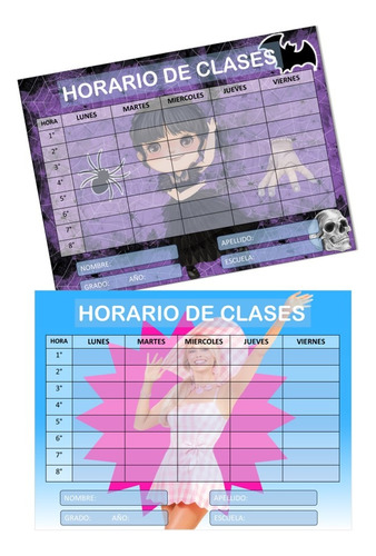 Horario Escolar  Personalizado Imprimible