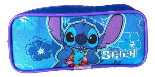 Estojo Lápis Simples Infantil Escolar Lilo Stitch Azul
