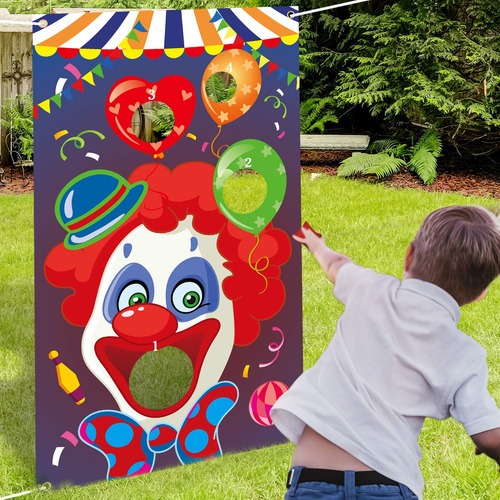 Pakboom Clown Toss Juego Banner Telon Fondo Para Interior Al