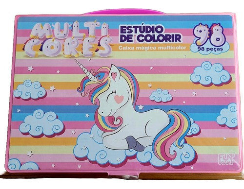 Kit Escolar 98 Peças Pintura Unicórnio Rosa