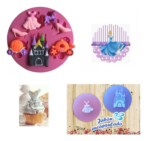 Molde De Silicón Cenicienta Princesa Fondant Reposteria