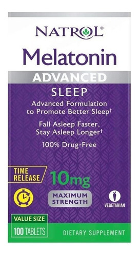 Natrol Melatonina Advance Sleep Time Release 10mg 100 Caps Sabor Fresa