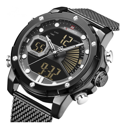 Naviforce Nf9172s Reloj Moderno_malla Acero_black_calidad