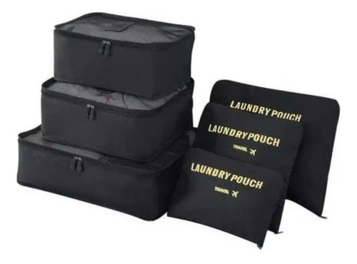 Set organizador de maletas y bolsas de viaje con 06 piezas, color negro
