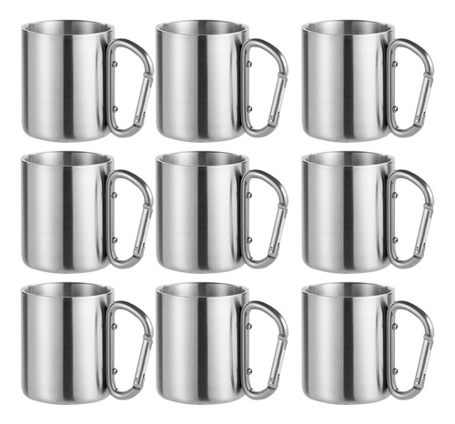 9x Caneca Com Mosquetão Inox 220ml Sortido - Ke Home