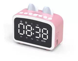 Reloj Despertador Kawai Gatito 5 En 1 Bluetooth C/ Luz Niñas