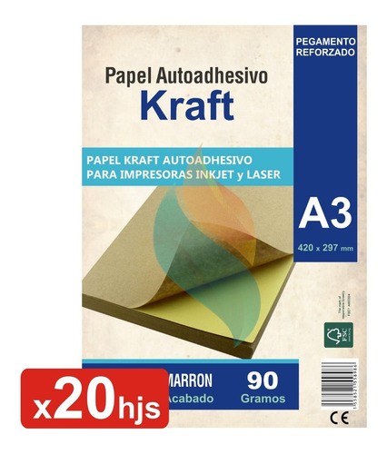 Papel Kraft Autoadhesivo A3 X20
