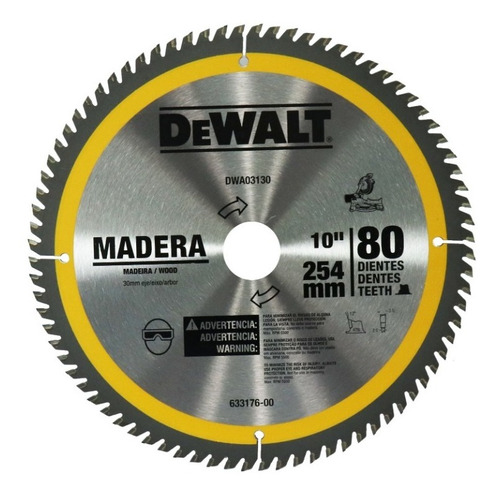 Disco Sierra Para Madera Dewalt Dw03130 10puLG 80d 04001430