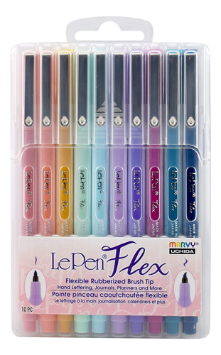 Marvy Uchida Le Flex - Juego De 10 Bolígrafos, Colores...