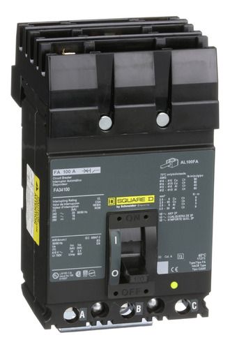 Fa34100 Circuit Breaker, Fa, 480v 100a, 3 Polos