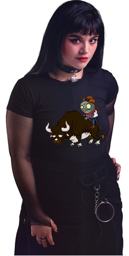 Negra Panda Playera Plantas Vs Zombies Toro Zombidito