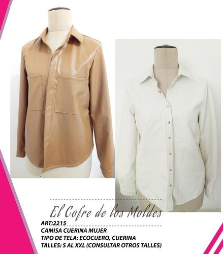 Molde  Camisa Cuerina Mujer Patron Pack 5 Talles!