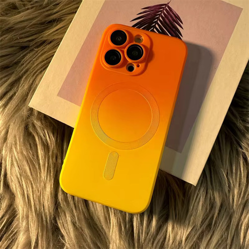 Funda Degradé Bicolor Magsafe Para Iphone Amarrillo Y Naranja Iphone 15 Promax